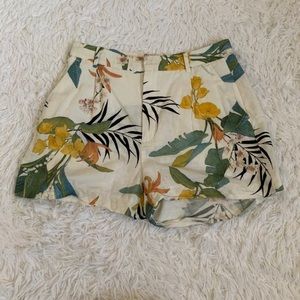 Zara Hi Rise Tropical Floral Printed Shorts